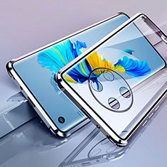 Handyhülle Hülle Luxus Aluminium Metall Rahmen Spiegel 360 Grad Ganzkörper Tasche für Huawei Mate 40E 4G Silber