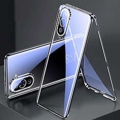 Handyhülle Hülle Luxus Aluminium Metall Rahmen Spiegel 360 Grad Ganzkörper Tasche für Huawei Nova 10 Pro Schwarz