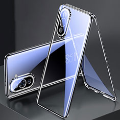 Handyhülle Hülle Luxus Aluminium Metall Rahmen Spiegel 360 Grad Ganzkörper Tasche für Huawei Nova 10 Schwarz