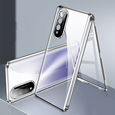 Handyhülle Hülle Luxus Aluminium Metall Rahmen Spiegel 360 Grad Ganzkörper Tasche für Huawei Nova 10z Silber