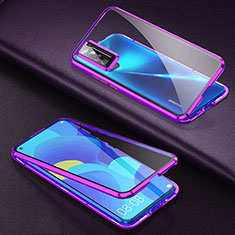 Handyhülle Hülle Luxus Aluminium Metall Rahmen Spiegel 360 Grad Ganzkörper Tasche für Huawei Nova 7 5G Violett