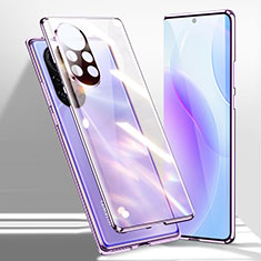 Handyhülle Hülle Luxus Aluminium Metall Rahmen Spiegel 360 Grad Ganzkörper Tasche für Huawei Nova 8 5G Violett