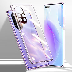 Handyhülle Hülle Luxus Aluminium Metall Rahmen Spiegel 360 Grad Ganzkörper Tasche für Huawei Nova 8 Pro 5G Violett