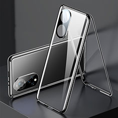 Handyhülle Hülle Luxus Aluminium Metall Rahmen Spiegel 360 Grad Ganzkörper Tasche für Huawei Nova 9 Pro Schwarz