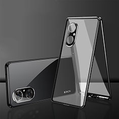 Handyhülle Hülle Luxus Aluminium Metall Rahmen Spiegel 360 Grad Ganzkörper Tasche für Huawei Nova 9 SE Schwarz