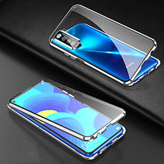 Handyhülle Hülle Luxus Aluminium Metall Rahmen Spiegel 360 Grad Ganzkörper Tasche für Huawei P40 Lite 5G Silber