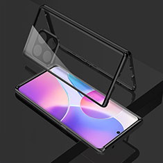 Handyhülle Hülle Luxus Aluminium Metall Rahmen Spiegel 360 Grad Ganzkörper Tasche für OnePlus 10T 5G Schwarz