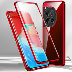 Handyhülle Hülle Luxus Aluminium Metall Rahmen Spiegel 360 Grad Ganzkörper Tasche für OnePlus 12R 5G Rot