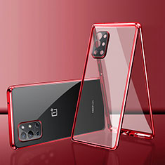 Handyhülle Hülle Luxus Aluminium Metall Rahmen Spiegel 360 Grad Ganzkörper Tasche für OnePlus 9R 5G Rot