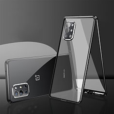 Handyhülle Hülle Luxus Aluminium Metall Rahmen Spiegel 360 Grad Ganzkörper Tasche für OnePlus 9R 5G Schwarz