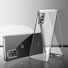 Handyhülle Hülle Luxus Aluminium Metall Rahmen Spiegel 360 Grad Ganzkörper Tasche für OnePlus 9RT 5G Silber