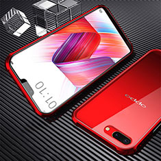 Handyhülle Hülle Luxus Aluminium Metall Rahmen Spiegel 360 Grad Ganzkörper Tasche für Oppo A12e Rot