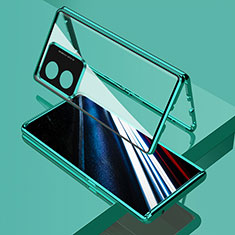 Handyhülle Hülle Luxus Aluminium Metall Rahmen Spiegel 360 Grad Ganzkörper Tasche für Oppo A18 Grün