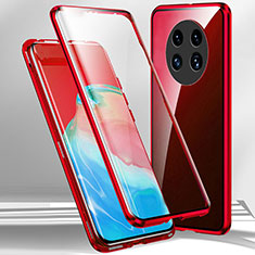 Handyhülle Hülle Luxus Aluminium Metall Rahmen Spiegel 360 Grad Ganzkörper Tasche für Oppo A2 Pro 5G Rot