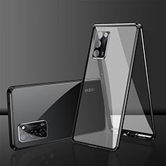 Handyhülle Hülle Luxus Aluminium Metall Rahmen Spiegel 360 Grad Ganzkörper Tasche für Oppo A55S 5G Schwarz