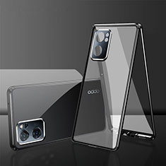 Handyhülle Hülle Luxus Aluminium Metall Rahmen Spiegel 360 Grad Ganzkörper Tasche für Oppo A57 5G Schwarz
