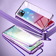 Handyhülle Hülle Luxus Aluminium Metall Rahmen Spiegel 360 Grad Ganzkörper Tasche für Oppo A72 5G Violett
