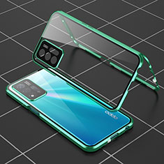 Handyhülle Hülle Luxus Aluminium Metall Rahmen Spiegel 360 Grad Ganzkörper Tasche für Oppo A93s 5G Grün