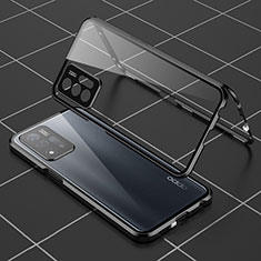 Handyhülle Hülle Luxus Aluminium Metall Rahmen Spiegel 360 Grad Ganzkörper Tasche für Oppo A93s 5G Schwarz