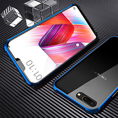 Handyhülle Hülle Luxus Aluminium Metall Rahmen Spiegel 360 Grad Ganzkörper Tasche für Oppo AX5 Blau