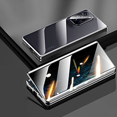 Handyhülle Hülle Luxus Aluminium Metall Rahmen Spiegel 360 Grad Ganzkörper Tasche für Oppo Find N 5G Schwarz
