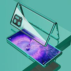 Handyhülle Hülle Luxus Aluminium Metall Rahmen Spiegel 360 Grad Ganzkörper Tasche für Oppo Find X5 Pro 5G Grün