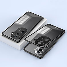 Handyhülle Hülle Luxus Aluminium Metall Rahmen Spiegel 360 Grad Ganzkörper Tasche für Oppo Reno11 Pro 5G Schwarz