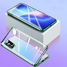 Handyhülle Hülle Luxus Aluminium Metall Rahmen Spiegel 360 Grad Ganzkörper Tasche für Oppo Reno5 5G Grün