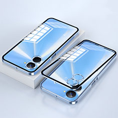 Handyhülle Hülle Luxus Aluminium Metall Rahmen Spiegel 360 Grad Ganzkörper Tasche für Realme 10S 5G Blau