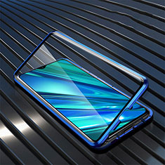 Handyhülle Hülle Luxus Aluminium Metall Rahmen Spiegel 360 Grad Ganzkörper Tasche für Realme 5i Blau