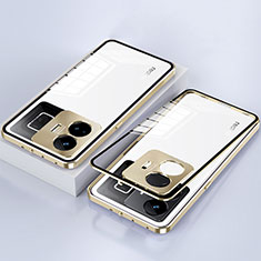 Handyhülle Hülle Luxus Aluminium Metall Rahmen Spiegel 360 Grad Ganzkörper Tasche für Realme GT Neo6 5G Gold