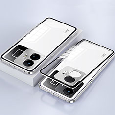 Handyhülle Hülle Luxus Aluminium Metall Rahmen Spiegel 360 Grad Ganzkörper Tasche für Realme GT Neo6 5G Silber
