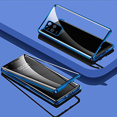 Handyhülle Hülle Luxus Aluminium Metall Rahmen Spiegel 360 Grad Ganzkörper Tasche für Realme Q3 5G Blau