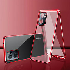 Handyhülle Hülle Luxus Aluminium Metall Rahmen Spiegel 360 Grad Ganzkörper Tasche für Realme Q5i 5G Rot