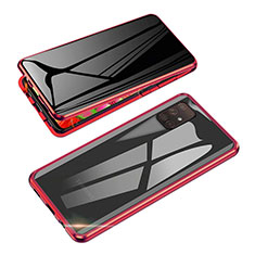 Handyhülle Hülle Luxus Aluminium Metall Rahmen Spiegel 360 Grad Ganzkörper Tasche für Samsung Galaxy Note 10 Lite Rot