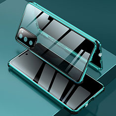 Handyhülle Hülle Luxus Aluminium Metall Rahmen Spiegel 360 Grad Ganzkörper Tasche für Samsung Galaxy S20 FE 4G Grün