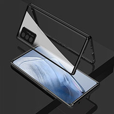 Handyhülle Hülle Luxus Aluminium Metall Rahmen Spiegel 360 Grad Ganzkörper Tasche für Vivo iQOO 7 India 5G Schwarz