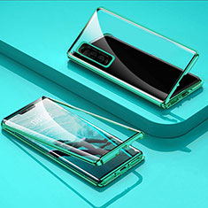 Handyhülle Hülle Luxus Aluminium Metall Rahmen Spiegel 360 Grad Ganzkörper Tasche für Vivo iQOO U1 Grün