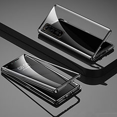 Handyhülle Hülle Luxus Aluminium Metall Rahmen Spiegel 360 Grad Ganzkörper Tasche für Vivo iQOO U1 Schwarz