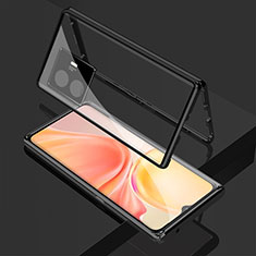 Handyhülle Hülle Luxus Aluminium Metall Rahmen Spiegel 360 Grad Ganzkörper Tasche für Vivo iQOO Z6 Lite 5G Schwarz