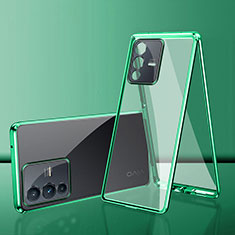 Handyhülle Hülle Luxus Aluminium Metall Rahmen Spiegel 360 Grad Ganzkörper Tasche für Vivo V25 Pro 5G Grün
