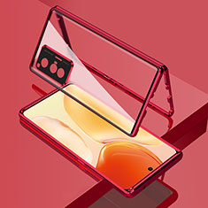 Handyhülle Hülle Luxus Aluminium Metall Rahmen Spiegel 360 Grad Ganzkörper Tasche für Vivo X70 5G Rot