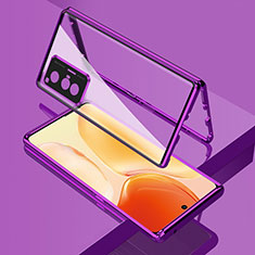 Handyhülle Hülle Luxus Aluminium Metall Rahmen Spiegel 360 Grad Ganzkörper Tasche für Vivo X70 5G Violett