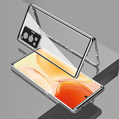 Handyhülle Hülle Luxus Aluminium Metall Rahmen Spiegel 360 Grad Ganzkörper Tasche für Vivo X70 Pro 5G Silber