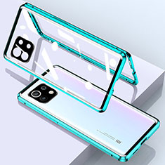 Handyhülle Hülle Luxus Aluminium Metall Rahmen Spiegel 360 Grad Ganzkörper Tasche für Xiaomi Mi 11 Lite 5G NE Grün
