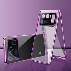Handyhülle Hülle Luxus Aluminium Metall Rahmen Spiegel 360 Grad Ganzkörper Tasche für Xiaomi Mi 11 Ultra 5G Violett