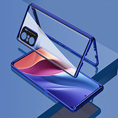 Handyhülle Hülle Luxus Aluminium Metall Rahmen Spiegel 360 Grad Ganzkörper Tasche für Xiaomi Mi 11i 5G Blau