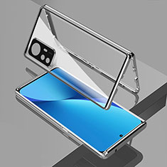 Handyhülle Hülle Luxus Aluminium Metall Rahmen Spiegel 360 Grad Ganzkörper Tasche für Xiaomi Mi 12T 5G Silber