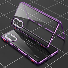 Handyhülle Hülle Luxus Aluminium Metall Rahmen Spiegel 360 Grad Ganzkörper Tasche für Xiaomi Poco F3 GT 5G Violett