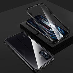 Handyhülle Hülle Luxus Aluminium Metall Rahmen Spiegel 360 Grad Ganzkörper Tasche für Xiaomi Poco F4 GT 5G Schwarz